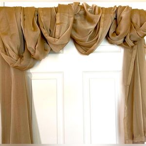 Sheer panel window treatment valance or sheer wind covering long sheer panel